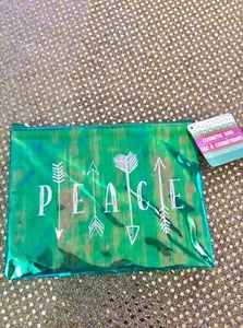 Peace Cosmetic Makeup Bag Green 8x6 - Bild 1 von 2