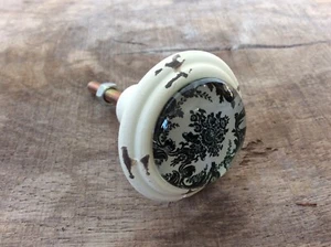 Vintage Style Draw Knob Glass & Metal Patterned - Picture 1 of 6