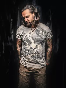 Trachten bayrisch T-Shirt mit Druck "Heimatliebe""und wenn da Berg ruaft dann.." - Bild 1 von 5