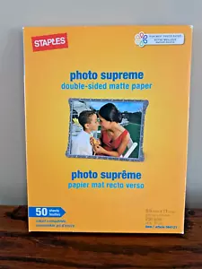 NIB STAPLES Supreme Photo Paper Double- Sided Matte 50 Pack-8-1/2 X 11 + bonus - Picture 1 of 4