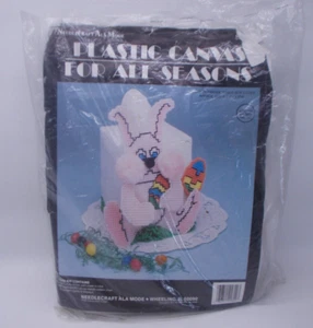 Plastic Canvas Easter Bunny Tissue Box Cover Needlecraft Ala Mode S92-829 USA - Picture 1 of 6