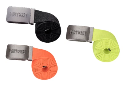Portwest Work Belt Elasticated Workwear Trouser Belts Canvas Web Metal Buckle