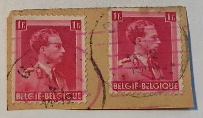 比利时邮票 ~ 利奥波德三世国王 ~ 红色 1F 邮票 ~ 二手/张贴 ~ c.1930 年代 ~ P45 — 第 1/4 张图片