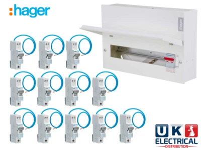 Hager 14 Way Metal Consumer Unit  Amendment 3 c/w 100a Main + 14 RCBO VML114 - Image 1 of 2