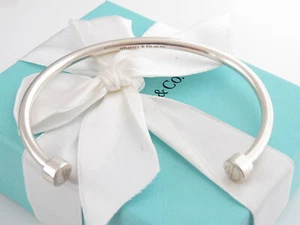 AUTH TIFFANY & CO SILVER MEN RETURN TO CUFF BANGLE BRACELET 8" - Picture 1 of 6