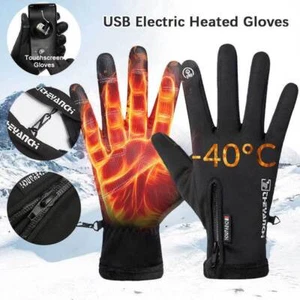 Winter Warm Electric Heated Gloves Non-Slip Touch Screen Bike Cycling Gloves USB - Picture 1 of 15