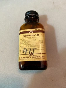 VINTAGE AMBER BOTTLE MEDICINE CONVERTIN-H  B.F. ASCHER CO KANSAS CITY PHARMACEUT - Picture 1 of 6