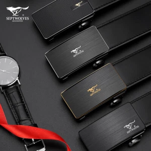 Mens Dress Belt Genuine Septwolves Real Leather Fashion Black/Brown Auto Lock - Bild 1 von 20