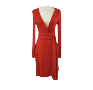 Midi Wrap Around Knit Dress Long Sleeve Vintage Moda International - Picture 1 of 9