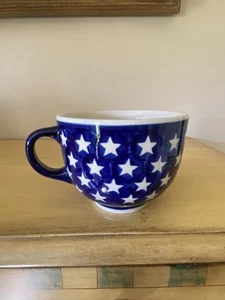Tazas de sopa de café de cerámica polaca Boleslawiec 16 oz estrellas de cobalto azul - Imagen 1 de 10