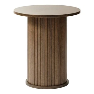 Unique Furniture Modern 20" Round Pedestal End Table in Smoked Oak - Picture 1 of 3