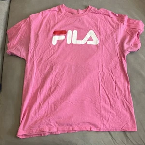 Awesome - Vintage - FILA - Pink Huge Graphic Logo T Shirt - Men's Size XL - Picture 1 of 3