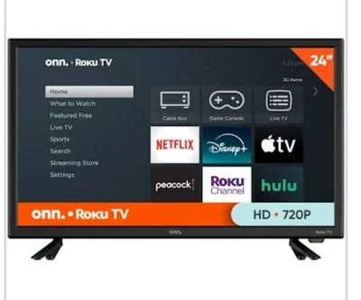 Onn 24" Inch 720p HD 60Hz LED Smart Roku TV 60HZ Wifi HDMI USB Aux Optical - Image 1 of 4