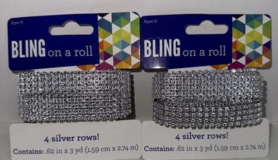 2 álbumes de recortes artesanales Darice Bling en rollo, 6,2 pulgadas por 3 yardas cada uno plateado Foto 1 de 4