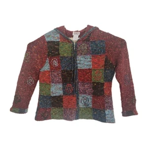 Vintage PBJ Sport Color Block Grobstrick Full-Zip Damen Cardigan Hoodie, Gr. XL - Bild 1 von 12