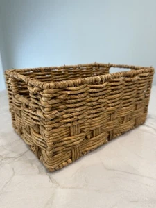Natural Weaved Basket Brown Home Decor Storage Rustic 12" by 8" by 6" Tall - Picture 1 of 9