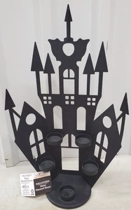 Halloween Schwarz Metall Spukhaus Teelicht Kerzenhalter - 5ct - Bild 1 von 5