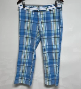 VTG Y2k 90s Abercrombie & Fitch Plaid Pantsw/ Belt Capris Preppy Academia Sz 10 - Picture 1 of 13