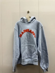Madhappy Herren S blau Pullover Hoodie Spruch Puffdruck schwer Neu mit Etikett - Bild 1 von 5