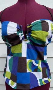 La Blanca Women's Bandeau Tankini Swimsuit Top Geometric Print NWOT Size 14 - Picture 1 of 4