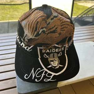 Oakland Raiders Años 90 Águilas Águila NFL Lana Coreana Snapback Gorra Gorra Rara Negra - Imagen 1 de 8