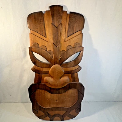 Máscara Tiki Grande 30" Madera Tallada Tiki Bar Decoración Tiki - Decoración Cabaña Foto 1 de 4