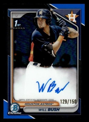 2024 Bowman Chrome #CPA-WB Will Bush Prospects Autographs Blue Refractors #/150 - Image 1 of 2