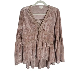 POL Babydoll Samt Ausbrenner Top Damen Small S Blumen Fairycore skurril Boho - Bild 1 von 11