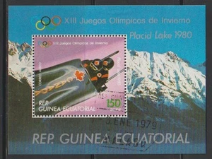 EQUATORIAL GUINEA STAMPS 1980 OLYPIC GAMES PLACID LAKE SS CTO - MISC25-127 - Picture 1 of 1