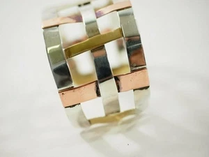 Vintage Studio Cuff Bracelet Sterling Silver Copper and Brass - Picture 1 of 12