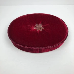 Vintage See's Bonboniere Weihnachten rot burgund Samt getufteter Deckel mit Weihnachtsstern - Bild 1 von 8