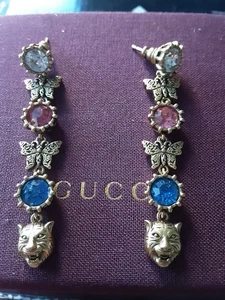 Gucci ORECCHINI metallo VIENI con scatola originale Logo gg colorato - Foto 1 di 12
