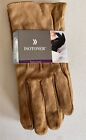 Isotoner Women's Suede Fleece Lined Driving Leather Gloves Brown  Pecan Sz XL