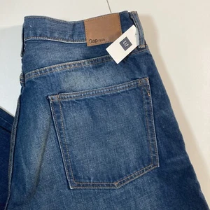 Jeans 33x30 relaxed blu brillante denim gamba larga baffi sbiaditi nuovo con etichette - Foto 1 di 9
