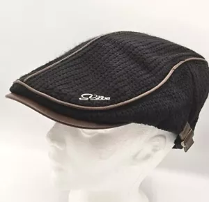 Jamont Men Hat/Cabbie/Newsboy/Slider Adjustable Black Brown Trim And Visor - Picture 1 of 13