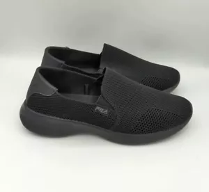 Fila Slip on Sneaker Women's 8.5 M Mallorca Black Soft Foam Flex Sole Comfort - Picture 1 of 10