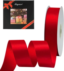 Solid Color Double Faced Red Satin Ribbon 1" X 25 Yards, Ribbons Perfect for Cr - Picture 1 of 12