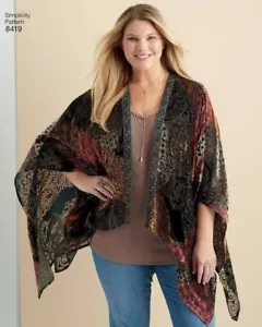 Simplicity 8419 XS-XL EASY Loose Fitting Kimono Jacket Wrap Dolman Plus Pattern - Picture 1 of 6