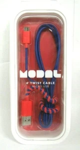 Modal 4-Ft Twist USB Cable with Universal Micro-USB Connector - Blue/Red - Picture 1 of 2