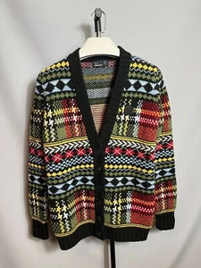 Fred Perry dicke klobige Strick-Strickjacke Übergröße Fairisle Gr. 8 - Bild 1 von 9
