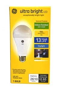 GE ultra bright LED A21 Light Bulb, 22 watts, 2610 lumens, Dimmable, Daylight - Picture 1 of 4