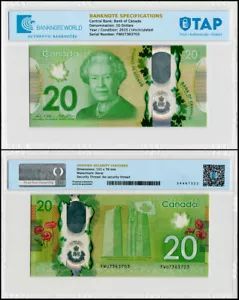 Canada 20 Dollars, 2015, P-111, UNC, Commemorative, Polymer, Authenticated - Picture 1 of 1