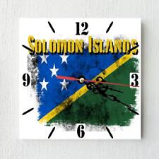 Solomon Islands Flag Wall clock patriots Wooden Tile Watch Support Décor