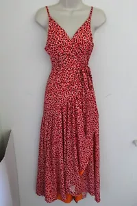 Hutch Wrap Dress Small Red Polka Dot Flutter Midi Anthropologie Sleeveless - Picture 1 of 10