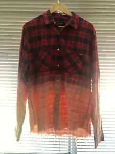 $750 NEW AMIRI Bleached Check Print Flannel Red cotton medium - Picture 1 of 5
