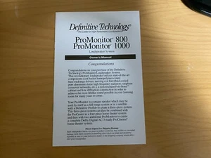 Definitive Technology ProMonitor 800 1000 owner's manual Product literature - Picture 1 of 3