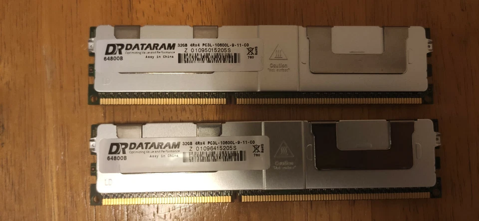 Dataram DDR3 PC3L-10600L 64GB (32Gbx2) LRDIMM Server Memory RAM - Image 1 of 1