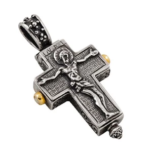 ST101 ~ Sterling Silver Reliquary Crucifix Cross Pendant - Picture 1 of 1