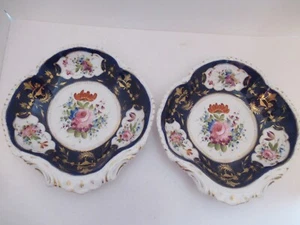 Antique Pair English Royal Crown Derby Serving Platters Plates c1800-1820 Ex Con - Picture 1 of 11