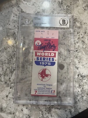 1975 TONY PEREZ Signed Baseball World Series Game 7 Ticket Beckett Encapsulated - Image 1 of 2